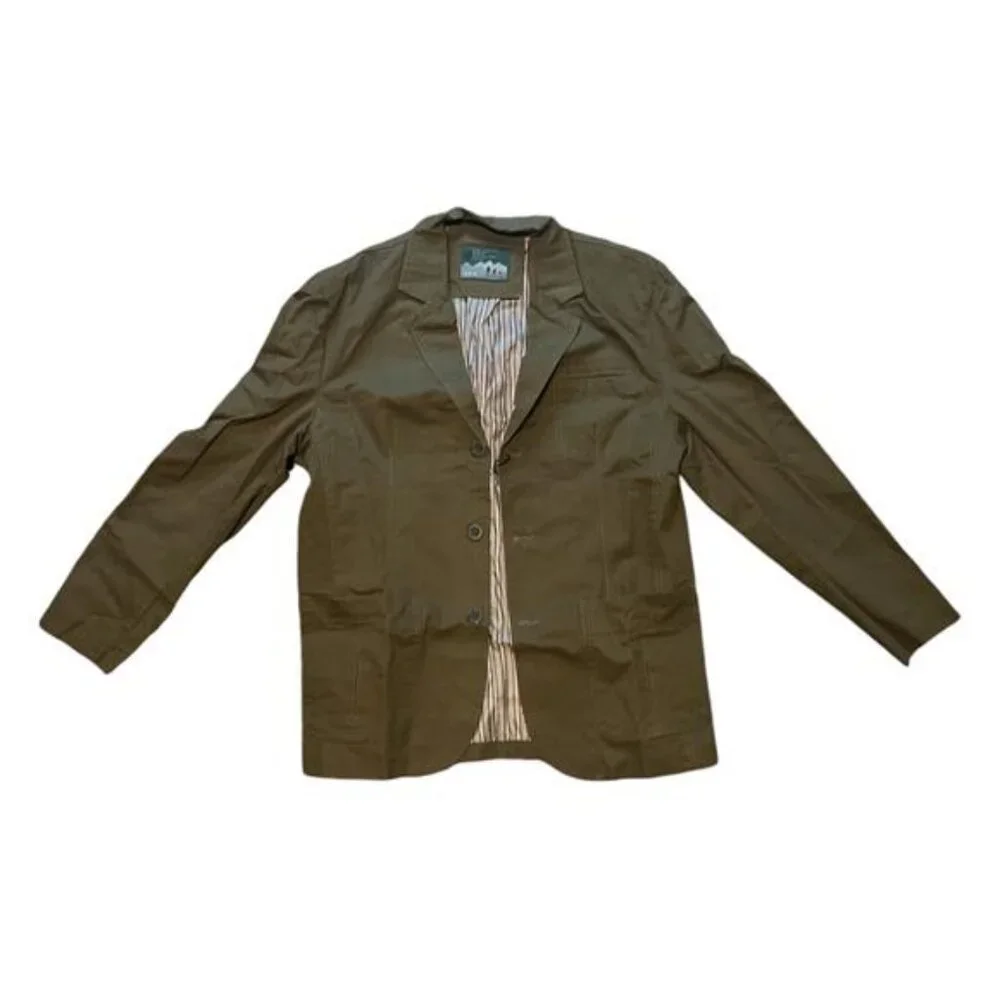 Idopy Men's Vintage Washed Cotton 3-Button Twill Blazer Sport Coat Green M